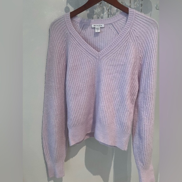 Athleta Purple V-Neck Ribbed Sweater - Picture 2 of 4